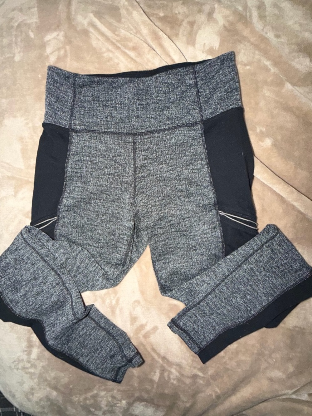 Athleta Metro Drifter Gray and Black Heathered Leggings